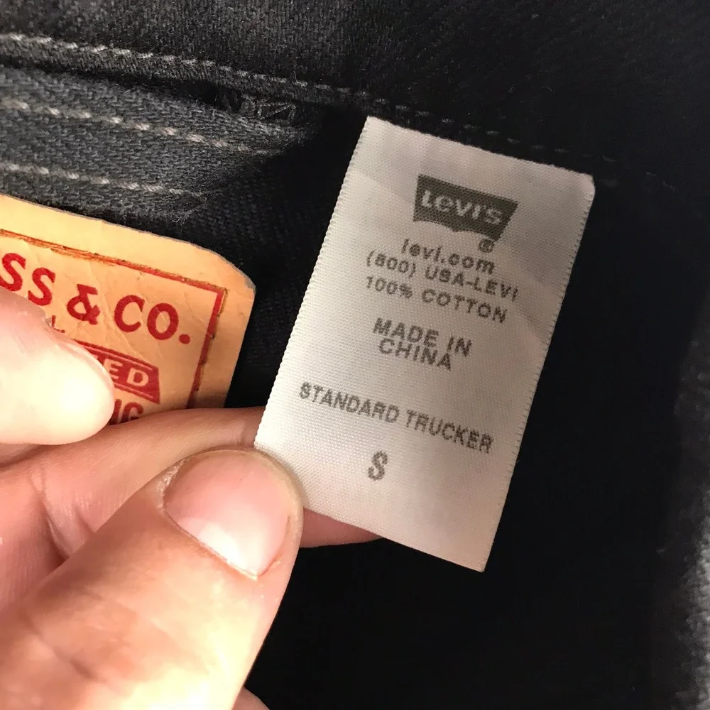 Levis 70507 Relaxed Fit Denim Trucker Jacket Mens S Black Button Up Coat